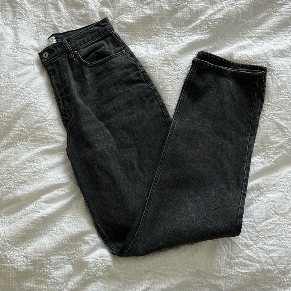 Abercrombie & Fitch Curve Love Black 90s Straight Ultra High Rise Jeans - Picture 6 of 7